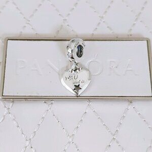 Pandora Congratulations Heart & Stars Dangle Charm S925 Sterling Silver with box